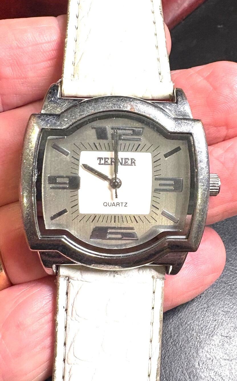 Women's 40mm Silver Ton Bijoux Watch, White Band, Nickel Free